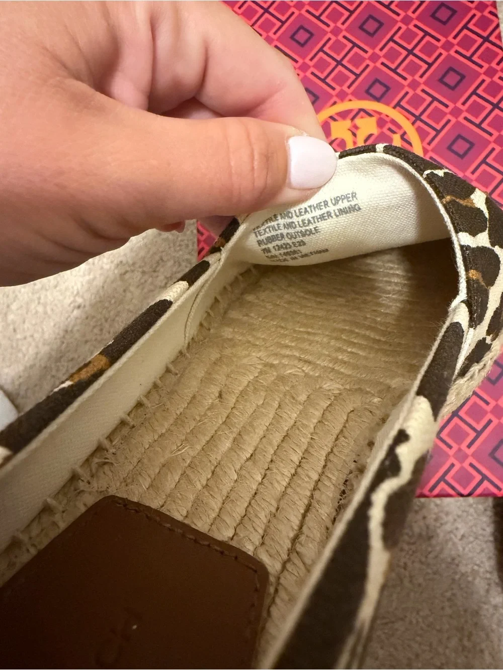 Tory Burch Leopard-Print Espadrille Loafers with Gold Logo